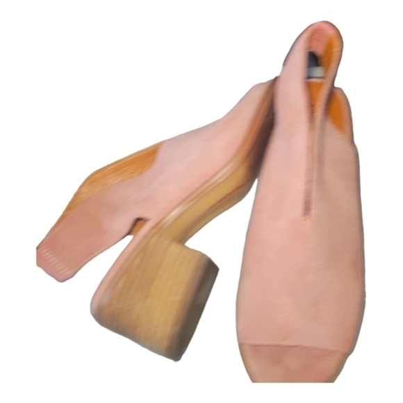 Lucky Brand Suede Pink Terif Stacked Heels Open Toe Slingback Dress Sandals 7M - Picture 9 of 13